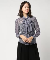 NARACAMICIE | ビックグレンチェックプリントボウタイブラウス(シャツ/ブラウス)