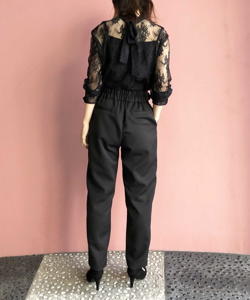 HEVE 2way ジャケットブラウス　NAVY セール】タイ付きブラウス 2WAYブラウス（シャツ/ブラウス
