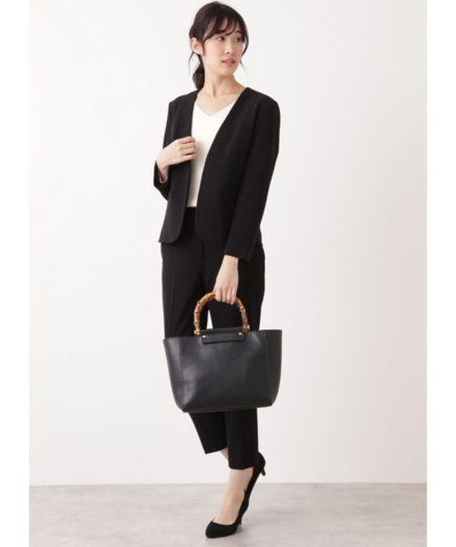 NATURAL BEAUTY BASIC（ナチュラルビューティーベーシック）の「【雑誌掲載】ステファニー カラーレスジャケット（ノーカラージャケット・レディース・ブラック/ベージュ・SMALL/MEDIUM/LARGE）」の11枚目の写真