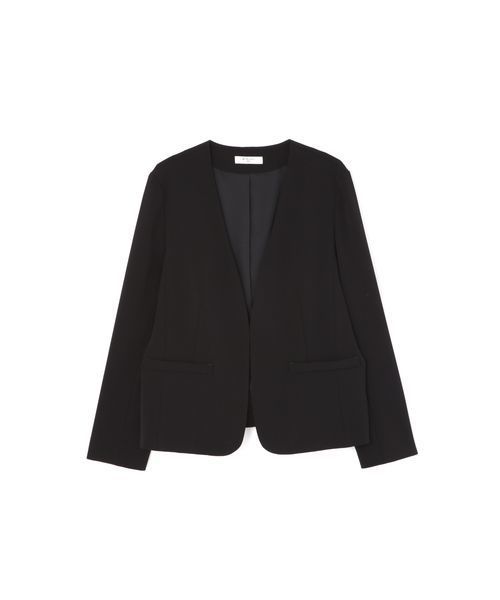 NATURAL BEAUTY BASIC（ナチュラルビューティーベーシック）の「【雑誌掲載】ステファニー カラーレスジャケット（ノーカラージャケット・レディース・ブラック/ベージュ・SMALL/MEDIUM/LARGE）」の3枚目の写真