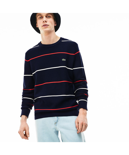 セール シードステッチボーダーカットソー ニット トップス セーター Lacoste ラコステ のファッション