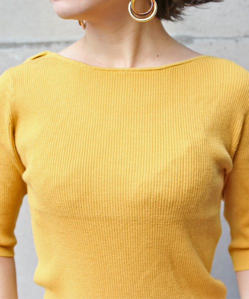 RANDA（ランダ）の「バックフリルニット（ニット/セーター・レディース・ホワイト/ブラウン/イエロー・FREE）」の6枚目の写真