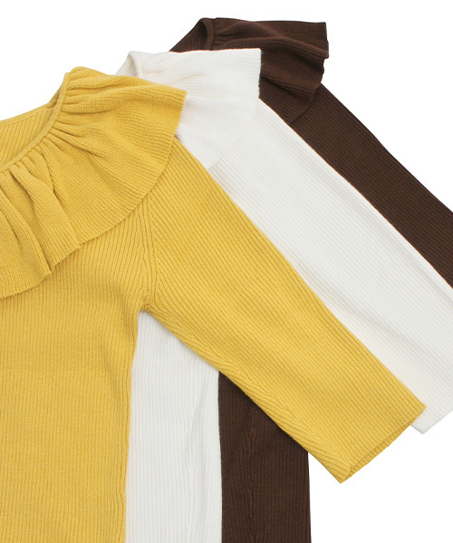 RANDA（ランダ）の「バックフリルニット（ニット/セーター・レディース・ホワイト/ブラウン/イエロー・FREE）」の8枚目の写真