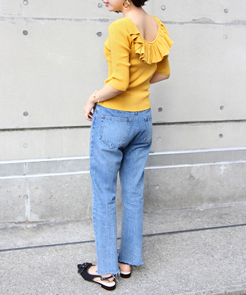 RANDA（ランダ）の「バックフリルニット（ニット/セーター・レディース・ホワイト/ブラウン/イエロー・FREE）」の11枚目の写真