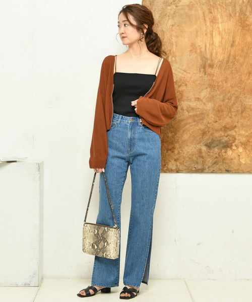DouDou（ドゥドゥ）の「リブカップ付キャミ（Tシャツ/カットソー・レディース・ブラック/ベージュ/オフホワイト・FREE）」の21枚目の写真