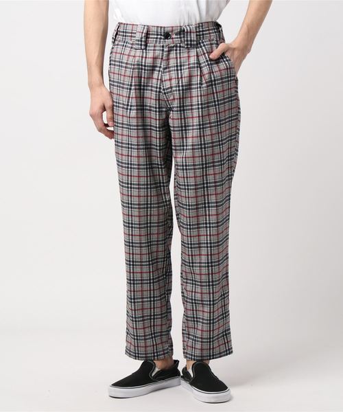 VIBGYOR(ヴィブジョー)の「VIBGYOR Select/ グレンチェックワイドテーパードパンツ(その他パンツ・メンズ・ベージュ/グレー・MEDIUM/LARGE/X-LARGE)」の1枚目の写真