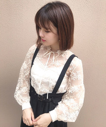 lissi Boutique | 刺繍チュールブラウス(シャツ/ブラウス)