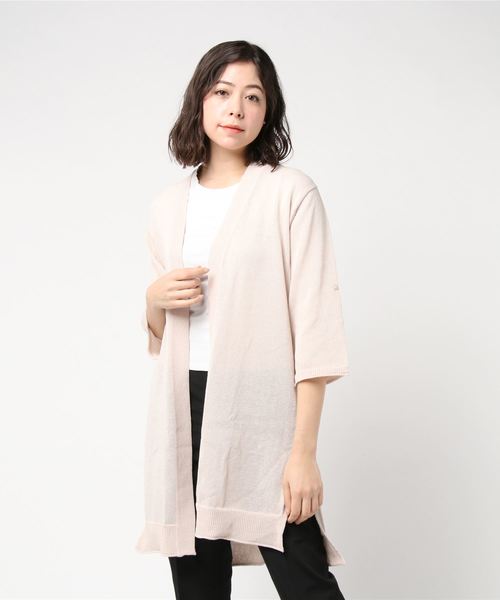 Petit Honfleur（プチオンフルール）の「【WASHABLE・麻シリーズ】ロングカーディガン（カーディガン/ボレロ・レディース・ベージュ/ネイビー・M size/L size）」の10枚目の写真