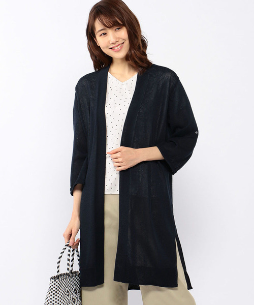 Petit Honfleur（プチオンフルール）の「【WASHABLE・麻シリーズ】ロングカーディガン（カーディガン/ボレロ・レディース・ベージュ/ネイビー・M size/L size）」の14枚目の写真