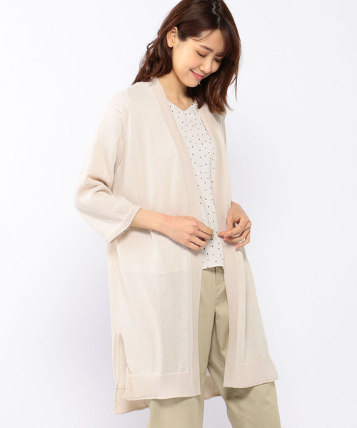 Petit Honfleur（プチオンフルール）の「【WASHABLE・麻シリーズ】ロングカーディガン（カーディガン/ボレロ・レディース・ベージュ/ネイビー・M size/L size）」の18枚目の写真