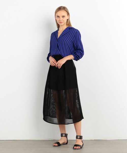 ARMANI EXCHANGE(アルマーニエクスチェンジ)の「【A|Xアルマーニ エクスチェンジ】ストライプ柄シャツジャケット(シャツ/ブラウス・レディース・ブルー・SMALL/X-SMALL/MEDIUM)」の2枚目の写真