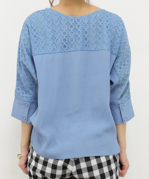 mystic（ミスティック）の「レース切替プルオーバー（シャツ/ブラウス・レディース・ホワイト/ブラック/ベージュ/グリーン/ブルー・ﾌﾘ-）」の10枚目の写真