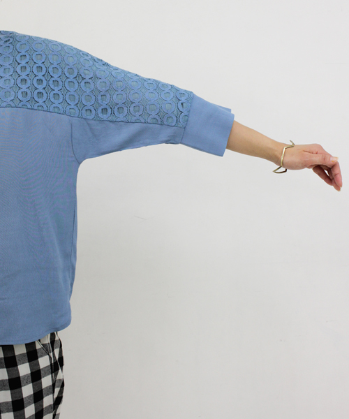 mystic（ミスティック）の「レース切替プルオーバー（シャツ/ブラウス・レディース・ホワイト/ブラック/ベージュ/グリーン/ブルー・ﾌﾘ-）」の8枚目の写真