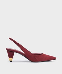 ゴールドアクセントコーンヒールスリングバック / Gold Accent Cone Heel Slingbacks