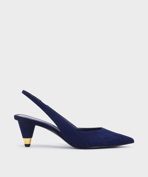 CHARLES & KEITH(チャールズ & キース)の「ゴールドアクセントコーンヒールスリングバック / Gold Accent Cone Heel Slingbacks(サンダル・レディース・ブラック/レッド/ブルー・22.5cm/23cm/23.5cm/24.5cm/25cm)」の1枚目の写真