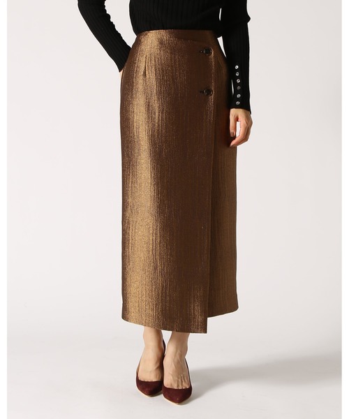 1er Arrondissement(プルミエアロンディスモン)の「ラップタイトスカート(スカート)」|ゴールド