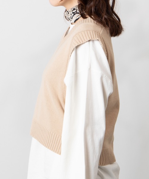 WEGO（ウィゴー）の「WEGO/カラーニットベスト（ベスト・レディース・ベージュ/アイボリー/ライトパープル/ライトグレー・FREE）」の16枚目の写真