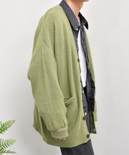 kutir（クティール）の「ルーズシルエットカーディガン（カーディガン/ボレロ・メンズ・サックスブルー/ライトグリーン/グレイッシュベージュ・MEDIUM/LARGE）」の8枚目の写真