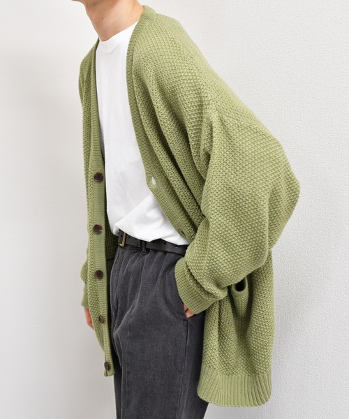 kutir（クティール）の「ルーズシルエットカーディガン（カーディガン/ボレロ・メンズ・サックスブルー/ライトグリーン/グレイッシュベージュ・MEDIUM/LARGE）」の12枚目の写真