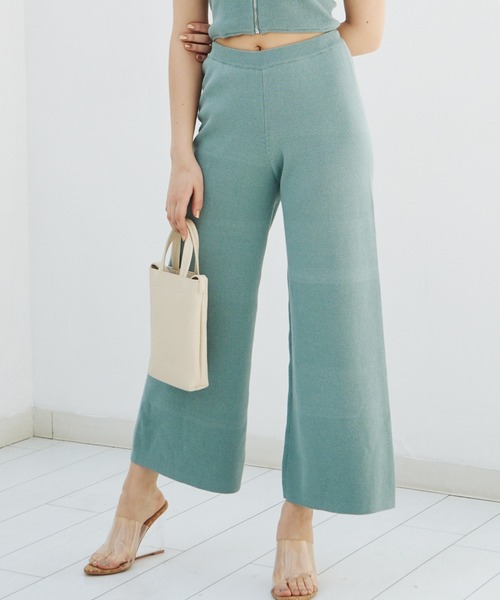 SPIRALGIRL（スパイラルガール）の「ニットワイドパンツ（その他パンツ・レディース・ブラック/ベージュ/グリーン・FREE）」の3枚目の写真