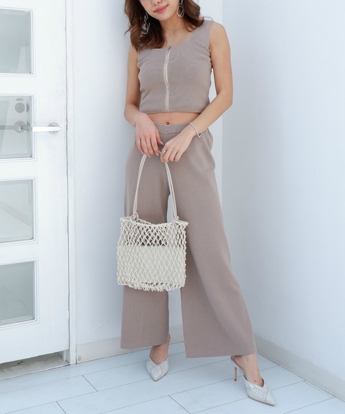 SPIRALGIRL（スパイラルガール）の「ニットワイドパンツ（その他パンツ・レディース・ブラック/ベージュ/グリーン・FREE）」の6枚目の写真