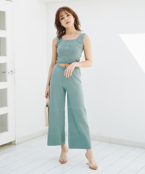 SPIRALGIRL（スパイラルガール）の「ニットワイドパンツ（その他パンツ・レディース・ブラック/ベージュ/グリーン・FREE）」の4枚目の写真