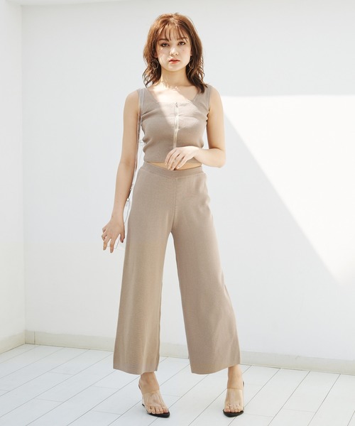 SPIRALGIRL（スパイラルガール）の「ニットワイドパンツ（その他パンツ・レディース・ブラック/ベージュ/グリーン・FREE）」の5枚目の写真