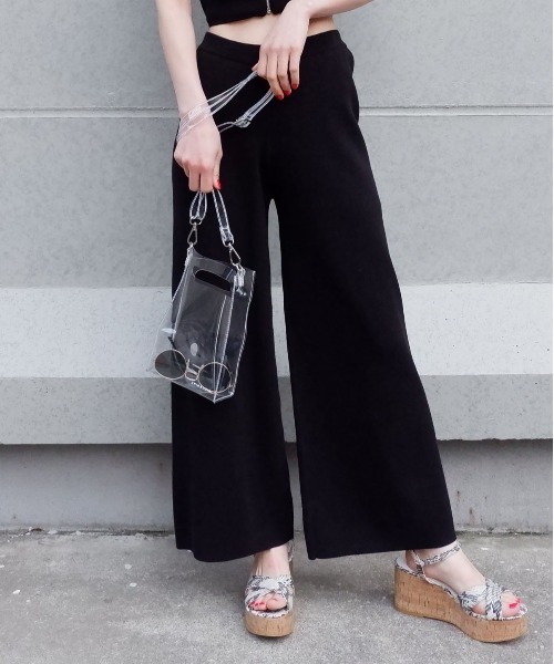 SPIRALGIRL（スパイラルガール）の「ニットワイドパンツ（その他パンツ・レディース・ブラック/ベージュ/グリーン・FREE）」の8枚目の写真