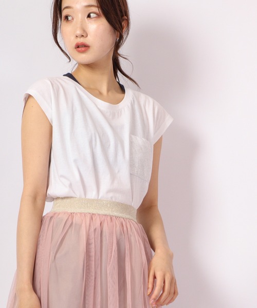 DIMENSIONE danza（ディメンシオーネ ダンツァ）の「ラメポケットTシャツ（Tシャツ/カットソー・レディース・レッド/イエロー/ホワイト/スカイブルー・SMALL/MEDIUM/X-SMALL）」の2枚目の写真