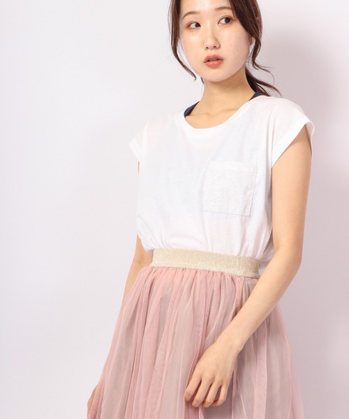 DIMENSIONE danza（ディメンシオーネ ダンツァ）の「ラメポケットTシャツ（Tシャツ/カットソー・レディース・レッド/イエロー/ホワイト/スカイブルー・SMALL/MEDIUM/X-SMALL）」の8枚目の写真