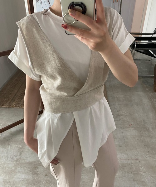 chuclla（チュクラ）の「【chuclla】【2020/SS】バックレースアップ リネン混ビスチェ chw1272（その他トップス・レディース・ベージュ/アイボリー・FREE）」の5枚目の写真