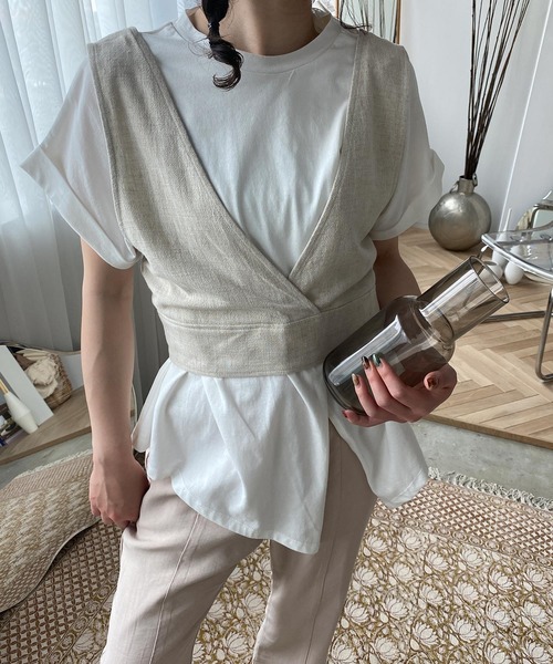 chuclla（チュクラ）の「【chuclla】【2020/SS】バックレースアップ リネン混ビスチェ chw1272（その他トップス・レディース・ベージュ/アイボリー・FREE）」の8枚目の写真