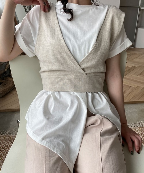 chuclla（チュクラ）の「【chuclla】【2020/SS】バックレースアップ リネン混ビスチェ chw1272（その他トップス・レディース・ベージュ/アイボリー・FREE）」の9枚目の写真