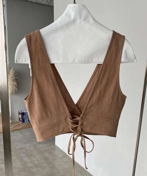 chuclla（チュクラ）の「【chuclla】【2020/SS】バックレースアップ リネン混ビスチェ chw1272（その他トップス・レディース・ベージュ/アイボリー・FREE）」の22枚目の写真