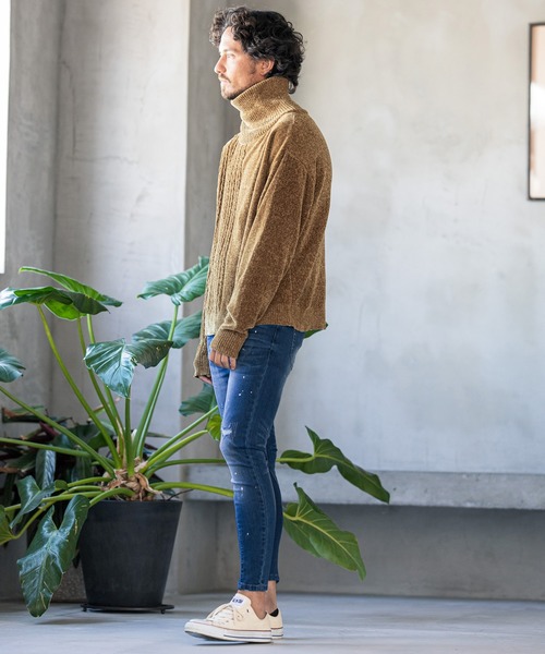 CAMBIO（カンビオ）の「mp8213-Stretch Damage Denim Skinny Rib Pants パンツ（デニムパンツ・メンズ・インディゴブルー・S/L/M）」の6枚目の写真