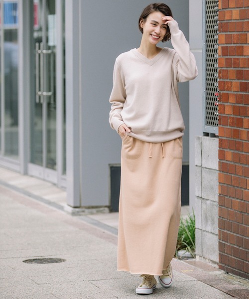 Munich(ミューニック)の「【Munich定番】バイオウォッシュフレンチテリーマキシスカート(スカート・レディース・霜降りグレー/ミント/クリーム/ピンク/ブラック・S/M)」の17枚目の写真