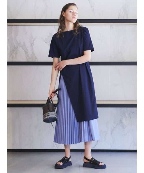 ワンピース ワンピースピーキングプリーツスカートカットソーセットワンピース ワンピース Elendeek エレンディーク のファッション