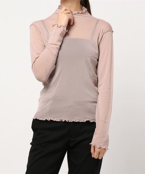 KOBE LETTUCE（コウベレタス）の「ハイネックシアーメロウプルオーバー（シャツ/ブラウス・レディース・ブラック/グレイッシュベージュ/オフホワイト/グリーン・FREE）」の3枚目の写真