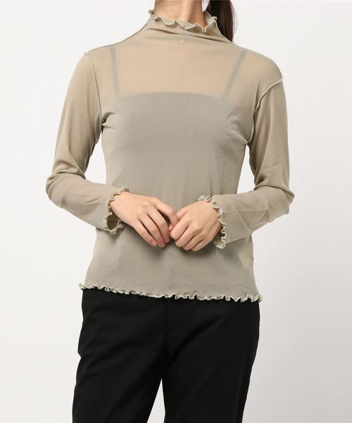 KOBE LETTUCE（コウベレタス）の「ハイネックシアーメロウプルオーバー（シャツ/ブラウス・レディース・ブラック/グレイッシュベージュ/オフホワイト/グリーン・FREE）」の4枚目の写真