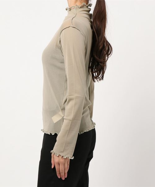 KOBE LETTUCE（コウベレタス）の「ハイネックシアーメロウプルオーバー（シャツ/ブラウス・レディース・ブラック/グレイッシュベージュ/オフホワイト/グリーン・FREE）」の5枚目の写真