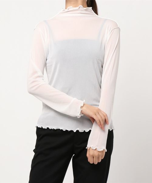 KOBE LETTUCE（コウベレタス）の「ハイネックシアーメロウプルオーバー（シャツ/ブラウス・レディース・ブラック/グレイッシュベージュ/オフホワイト/グリーン・FREE）」の7枚目の写真