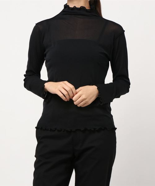 KOBE LETTUCE（コウベレタス）の「ハイネックシアーメロウプルオーバー（シャツ/ブラウス・レディース・ブラック/グレイッシュベージュ/オフホワイト/グリーン・FREE）」の8枚目の写真