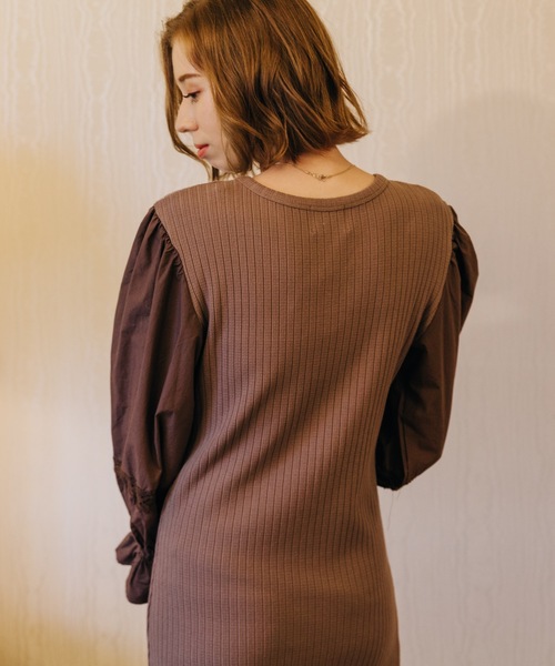 flowriri（フロウリリ）の「flowriri ボリュームスリーブワンピース（ワンピース・レディース・ブラック/ブラウン・FREE）」の8枚目の写真