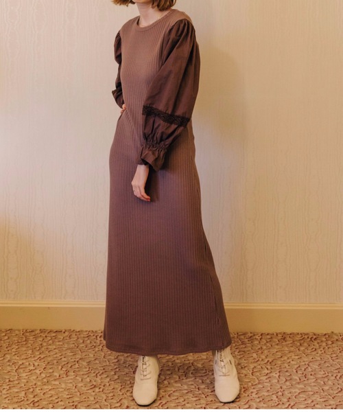 flowriri（フロウリリ）の「flowriri ボリュームスリーブワンピース（ワンピース・レディース・ブラック/ブラウン・FREE）」の6枚目の写真