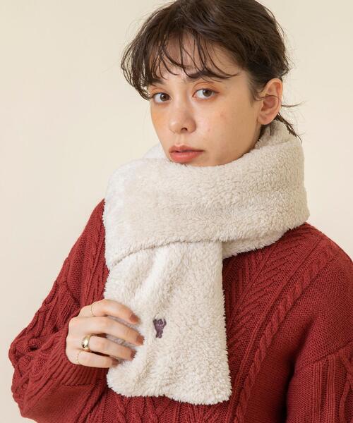 coen（コーエン）の「【WEB限定カラー】フリースマフラー#（マフラー・レディース・パープル/ブラック/オフホワイト/ベージュ・FREE）」の6枚目の写真