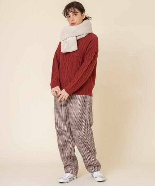 coen（コーエン）の「【WEB限定カラー】フリースマフラー#（マフラー・レディース・パープル/ブラック/オフホワイト/ベージュ・FREE）」の7枚目の写真