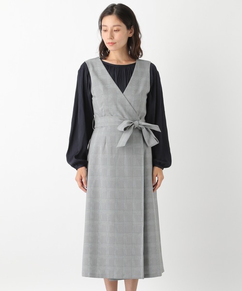 LEPSIM（レプシィム）の「デザインチェックワンピース　894089（ジャンパースカート・レディース・ブラウン/ライトグレー・LARGE/MEDIUM）」の6枚目の写真