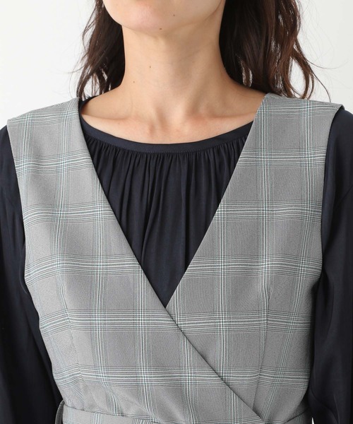 LEPSIM（レプシィム）の「デザインチェックワンピース　894089（ジャンパースカート・レディース・ブラウン/ライトグレー・LARGE/MEDIUM）」の5枚目の写真