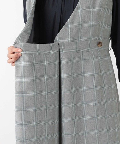 LEPSIM（レプシィム）の「デザインチェックワンピース　894089（ジャンパースカート・レディース・ブラウン/ライトグレー・LARGE/MEDIUM）」の4枚目の写真