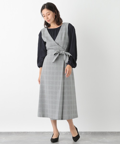 LEPSIM（レプシィム）の「デザインチェックワンピース　894089（ジャンパースカート・レディース・ブラウン/ライトグレー・LARGE/MEDIUM）」の15枚目の写真